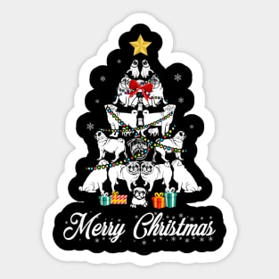 pug tree christmas Sticker